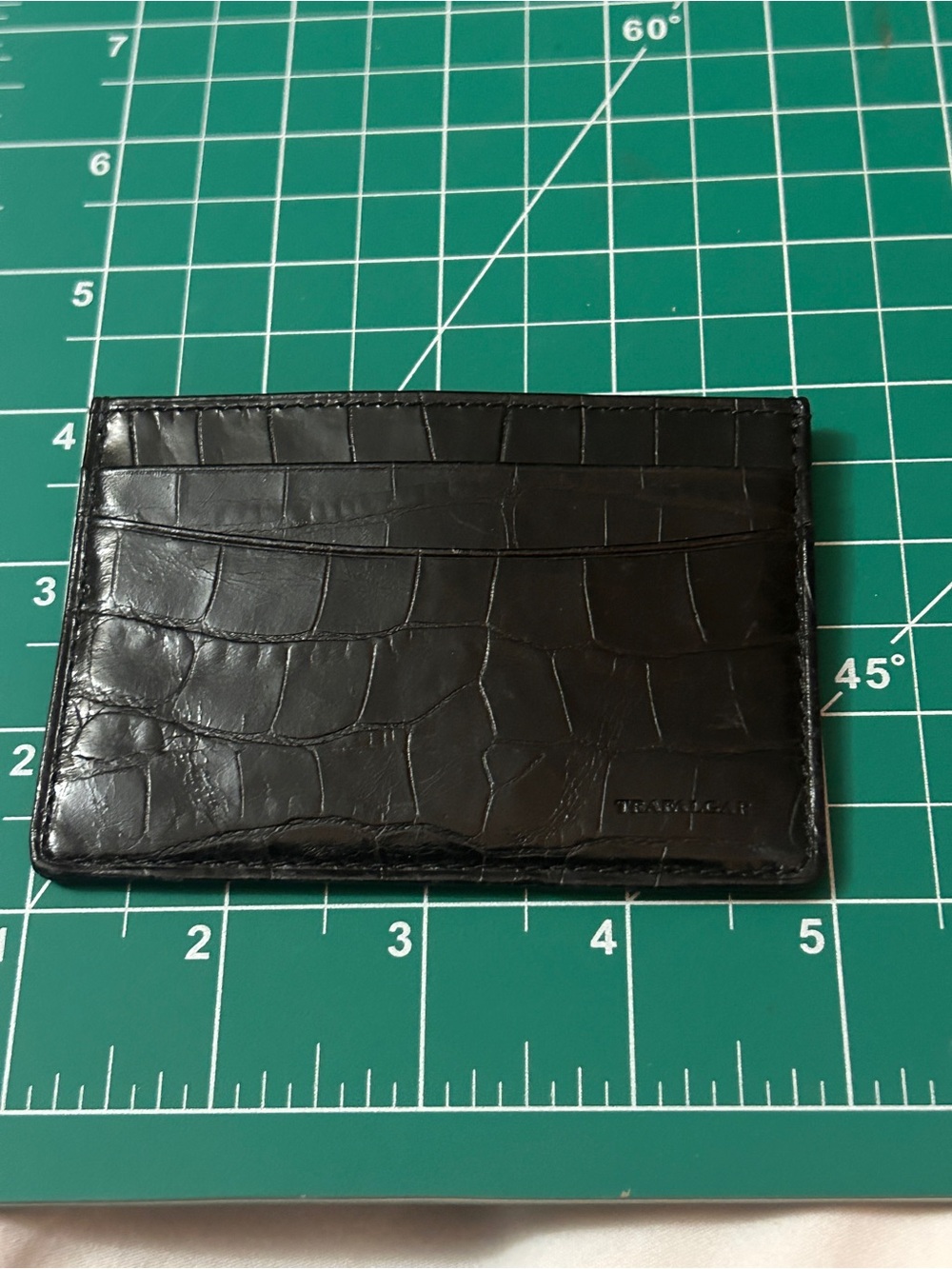 Mens TRAFALGAR Genuine Crococile Embossed Leather Black Alligator Card Case